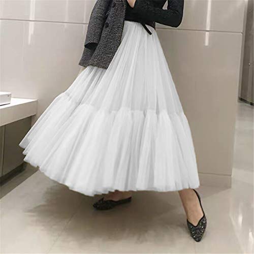 Maxi Vintage Tea Length Evening Party Wedding Tulle Skirt for Women White 4XL4