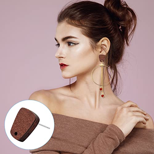 Wood Earring Studs for Jewelry Making,90Pcs Wood Earring Findings Wooden Stud Earrings Posts with Loop Trapezoid Earring Pin Studs Bulk with Ear Backs for Earrings Making Supplies Jewelry Findings