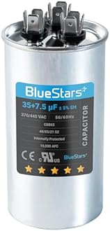 BlueStars 35+7.5 uf/MFD 370-440V AC Dual Run Capacitor CBB65B – Replacement for AC Motor, Fan Start, and Heat Pump Air Conditioners – Replaces TRCFD3575, Z97F9830