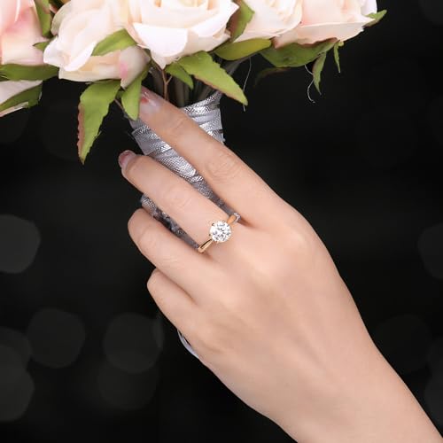JewelryPalace Classic Cubic Zirconia Solitaire Engagement Ring for Women, 14K White Yellow Rose Gold Plated 925 Sterling Silver Promise Ring, Round Cut CZ Anniversary Wedding Ring, Size H-X - Image 5
