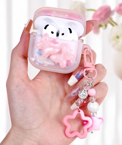Boaretiu for Airpods 4 Case for Women Girls Girly Cute Kawaii – with Keychain Girlish Stylish Cover Shell for Airpod Case 4th Generation 2024, Butterfly