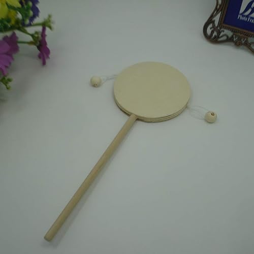 Miniatura 3 de EXCEART Juguete para bebé, 6 piezas de sonajero musical de madera, sin terminar, tambor de madera, esquina redonda, artesanía, tambor de agitación,