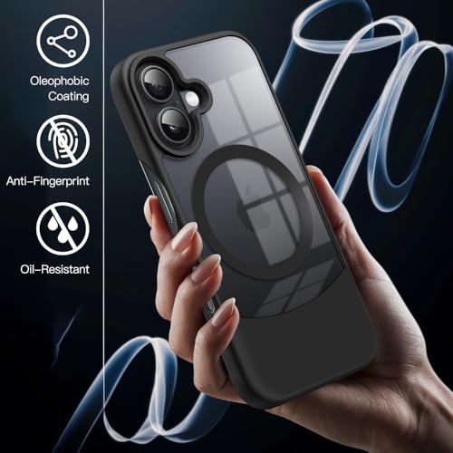 Image of KARWAN️Ultra-Hybrid Shockproof Back Cover with Mag-Safe Case foriPhone 16 | Camera Protection Bump |Shockproof Back Cover Case for iPhone 16 (PC & TPU, Smoked Matte Sides) Black