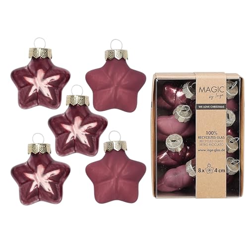Christbaumschmuck Sterne 4cm Glas 8 Stück - matt & glänzend - Kleine...