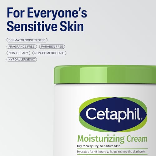 Cetaphil Moisturising Cream Jar 453g, Large Value Rich Cream for Dry to Very Dry Sensitive Skin, Long-Lasting Intense Hydration for Face, Hands & Body, Non-Greasy Family Tub, Buy-Once Size