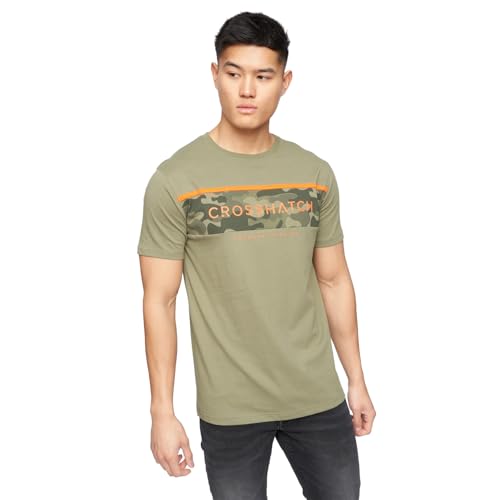 Crosshatch Men's NEOLINE CAMO Panel TEE T-Shirt, Olive, M