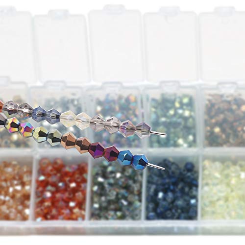 Image of Crystal Glass Beads for Jewelry Making, Faceted Crystal Beads 4MM Bicone Shaped Bead for Bracelet Nacklace Earrings DIY Beading (14 Colors &1400pcs Total)
