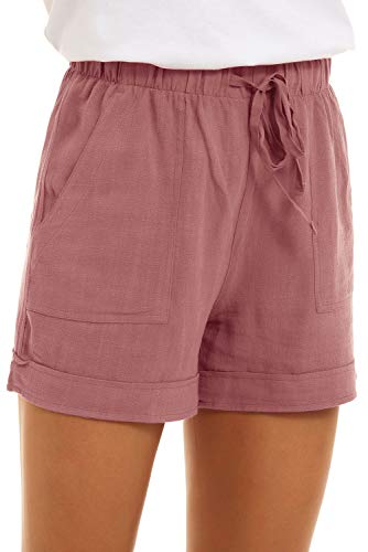 KINGFEN Women Casual Shorts Drawstring Comfy Elastic Waist Shorts Summer Pull On Short with Pockets(S-2XL)3