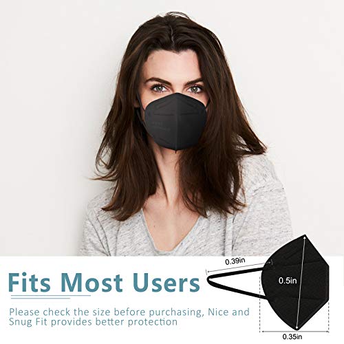 KN95 Face Mask 20Pcs, Included on FDA EUA List, 5 Layer Design Cup Dust Safety Masks, Breathable Protection Masks Against PM2.5 Dust Bulk for Adult, Men, Women, Indoor, Outdoor Use, Black - Thumbnail 3
