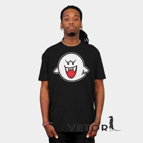 Camisa Camiseta Masculino Blusa Jogo Boo Fantasma Mario Bros Tamanho:P;Cor:Preto