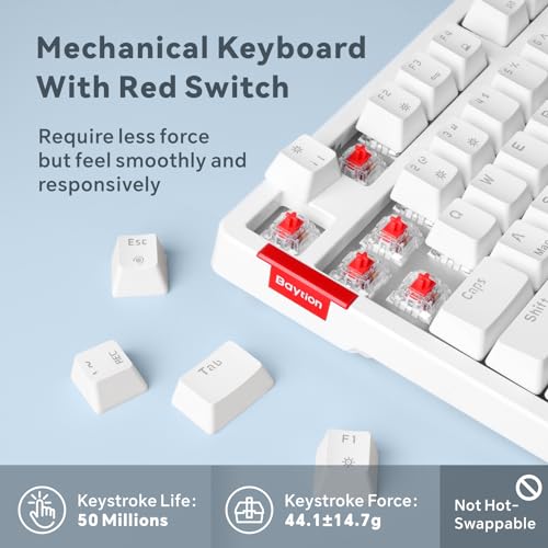 Image of Baytion Mechanical Gaming Keyboard, 99 Keys Wired Keyboard with Red Switches and RGB Backlit for iOS, Android and Windows, White