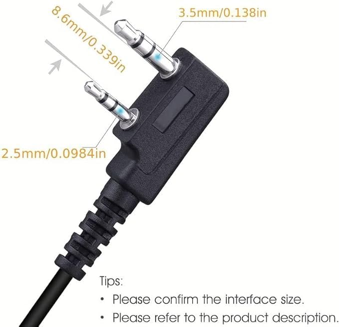 TECHZOCO Auricolare microfono PTT per trasmettitore Walkie, auricolare a forma di G, 2 pin, compatibile con Kenwood Baofeng UV-5R 888S BF-F8HP UV-82 Quansheng UV-K5 Retevis TYT Security Two Way Radio,