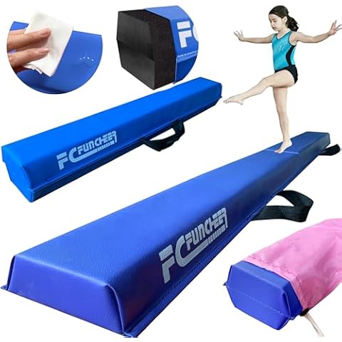 6FT/9FT Folding Balance Beam for Kids ages 3-15- Foldable Gymnastics Floor Beam,Anti-Slip ,Carrying Bag, Faux Suede Covered,EVA foam,Gymnastics Equipment for Kids Training At Home,School,Gym Center Cover