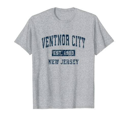 Ventnor City New Jersey NJ Diseño deportivo vintage estampado azul marino Camiseta
