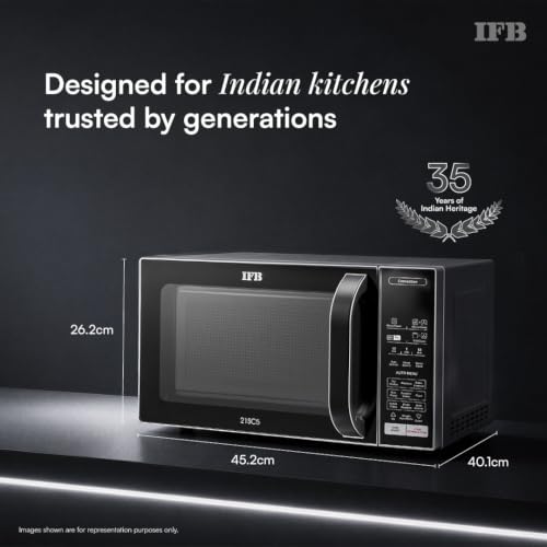 Image of IFB 21L Air Fry Convection Microwave with 5 in 1 Versatility Bake, Grill, Roast, Reheat & Multi-Stage Cooking, Auto Cook Menus (21SC5, Silver, Weight Defrost, Steam Clean, 10 Power Levels)