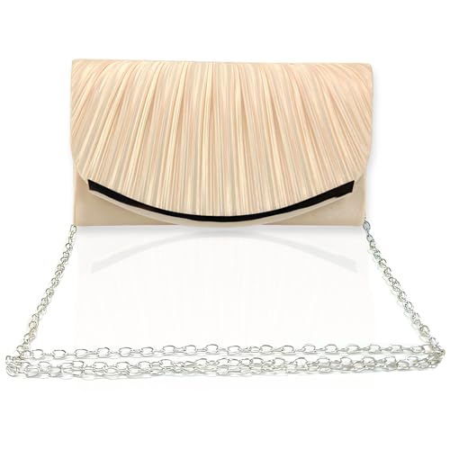 AEESRRU Damen Clutch Rose mit Kristallketten, funkelnde Abendtasche, modische Handtasche, Kette Schultertasche, passend für Abendessen, Hochzeiten, Geburtstagsfeiern, Tänze, Cocktailpartys (Beige)