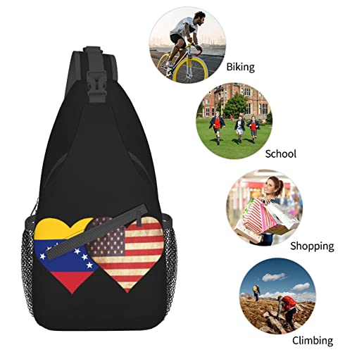 Mochila bandolera unisex con bandera de Venezuela y USA miniatura 7