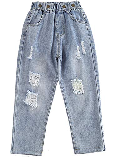 Big Girls Kids Child Fashion Ripped Distressed Holes Fashion Casual Sport Jean Street Denim Pants