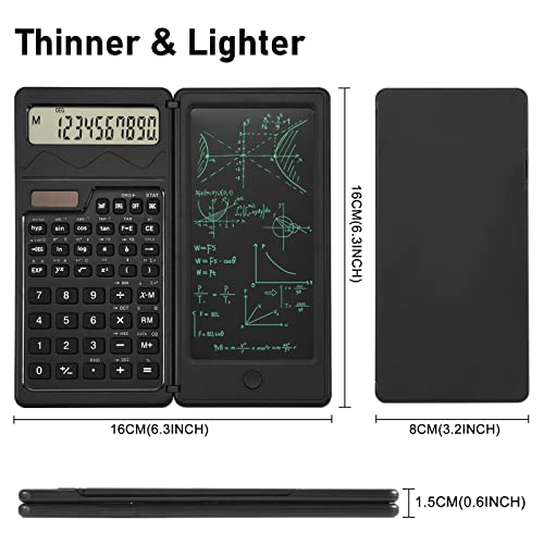 Image of EooCoo Scientific Calculator with Erasable Writing Board Notepad,Office Desk Calcultors Portable,10-Digit Large Display,Solar Battery,Suitable for College School Students,Office Desk Accessories-Black