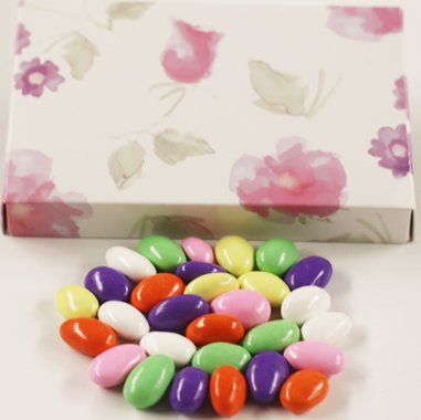 Scott's Cakes Chocolate Jordan Almonds in a 8 oz. Pastel Flower Box
