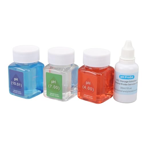 Phefop PH Meter Calibration Solution Kit 3 Bottles PH Buffer Solution 7.00 4.00 10.01 with KCL Probe Storage Liquid for Pens Electrodes Laboratory