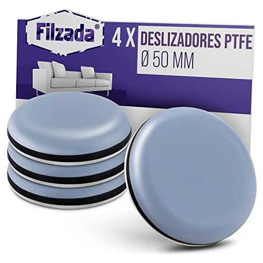 Filzada® 4x Almohadillas de Teflón para Muebles autoadhesivo - Ø 50 mm (redondo) - Deslizadores profesionales de muebles/deslizadores de alfombras PTFE (Teflón)