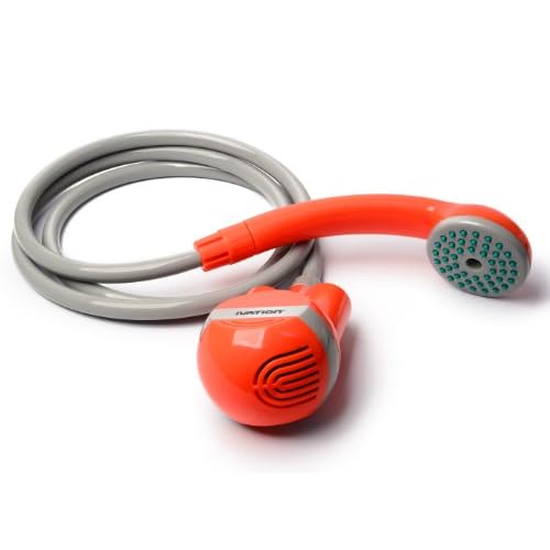 Ivation Portable Outdoor Shower, Battery Powered - Compact Handheld Rechargeable Camping Showerhead - Pumps Water from Bucket Into Steady, Gentle Shower Stream