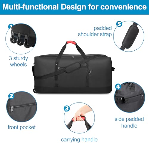 Finnhomy F18WRB3M1022 120L Foldable Rolling Duffel Bag thumb #3