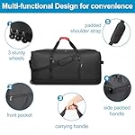 Finnhomy 120L Foldable Rolling Duffel Bag with 3 Wheels, Light Weight Travel Duffel bag with Large Loading Capacity, 32 inch Rolling Duffel bag with Shoulder Strap for Travel Camping Sports - Image 4