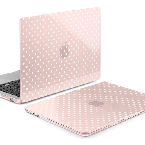 Image of MEEgoodo Case for M5 /M4 /M3 /M2 MacBook Air 13 inch 2026 2025 2024 2022, Fit Model A3449 /A3240 /A3113 /A2681, Case Compatible with MacBook Air 13.6-inch, Pink & White Polka Dots