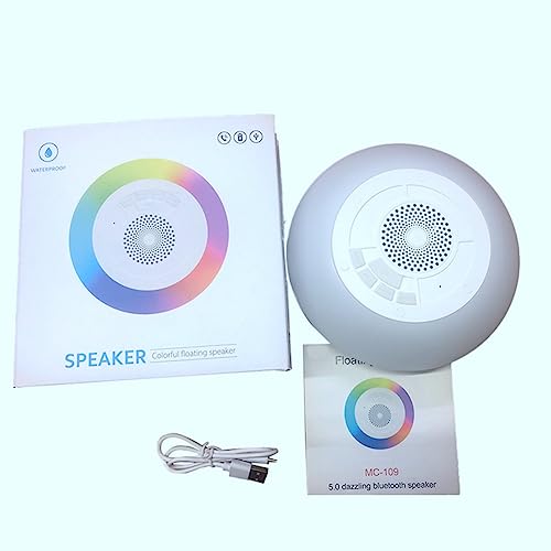 Rtauhife Altavoz de Ducha Impermeable Bluetooth BañO Radio FM RGB 5W Caja de Altavoces Bluetooth con MicróFono en el Agua