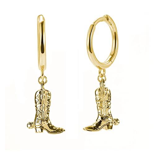 Western Cowgirl Earrings Cowboy Boot Earrings Gold Plated Boot Dangle Earrings Texas Boots Spur Drop Earring Enamel Western Jewelry for Women