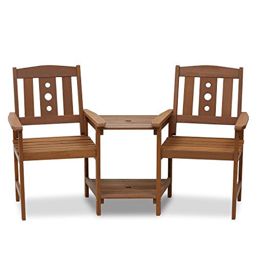 Furinno Outdoor Hardwood Jack & Jill Chair Set, Wood, Natural, 162.1 (W) X 91.4 (H) X 72.9 (D) Cm-image