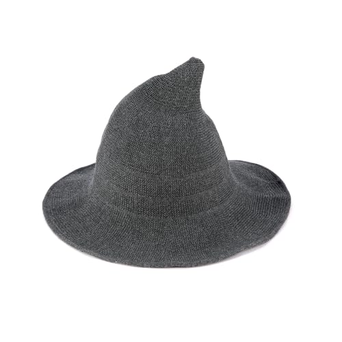 Seribt Halloween Witch Hat for Women Wide Brim Foldable Pointed Cap for Halloween Party Cosplay Costume Accessory