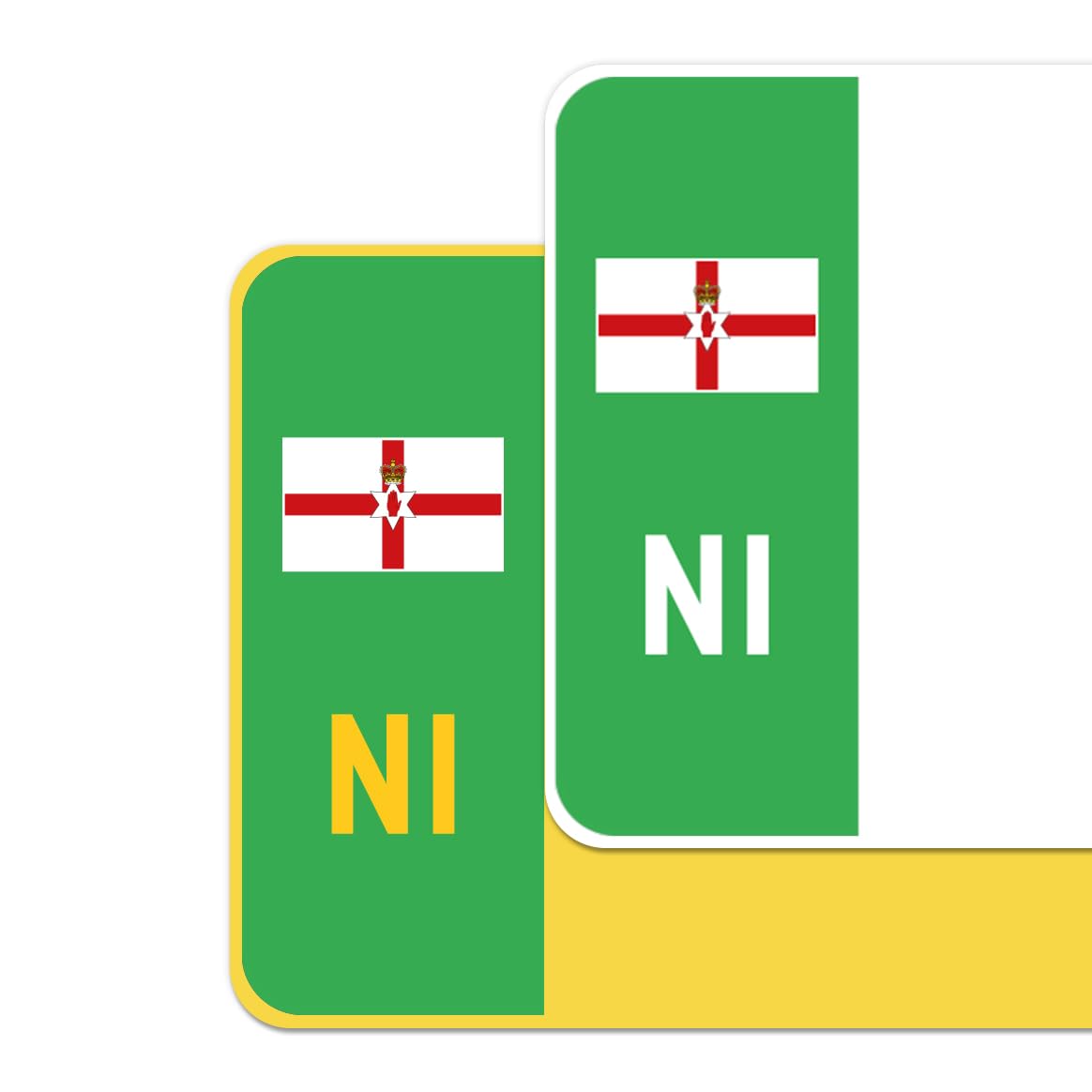 Premium Vinyl Stickers for UK Car Number Plates Decorative Purposes – Northern Ireland (Ulster Banner) – Bubble-Free & Easy Application – Set of 2 (Front & Rear) (NI, Green)