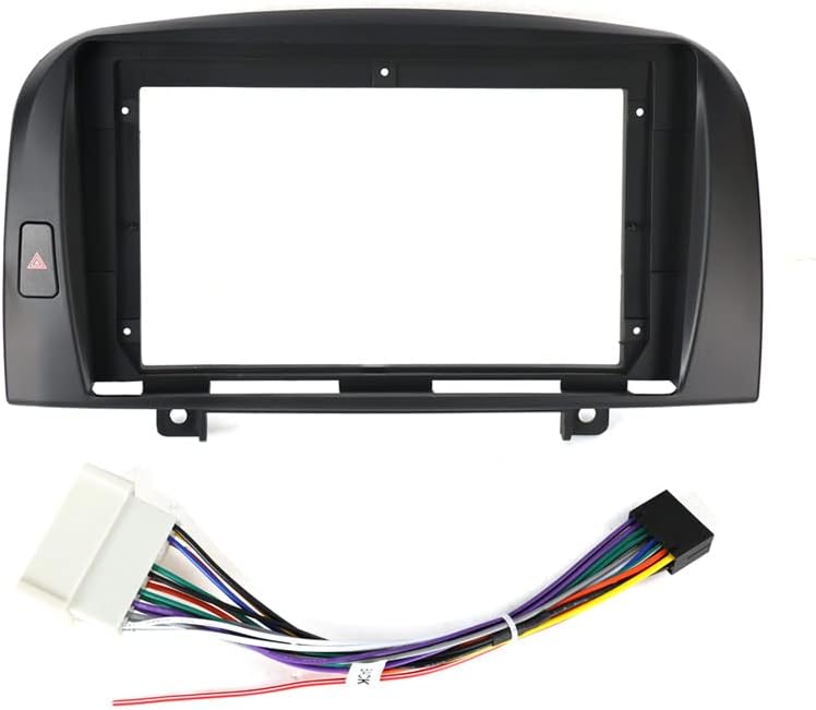 9'' Car Radio Stereo Dash Frame Fascia Bezel Panel w/Power Harness Cable Compatible for Hyundai Sonata NF 2004 05 06 07 08 Install Mount Kit