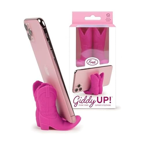 Genuine Fred Giddy UP Phone Stand Pink Cowboy Boot Tech Accessory Fits Most Mobile Smartphones Grippy Silicone Fun Cowboy Boot Details