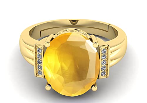 INDIA MADE Zaffiro giallo certificato 6,25 Ratti 5,50 carati placcato oro Rign per uomini e donne - B0BF5KWMYK, Argento, Zaffiro sintetico