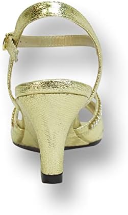 Floral Leah (DP810) Women Wide Width Wedge Sandals for Wedding, Prom, Evening Affair Gold 9 | Image 3