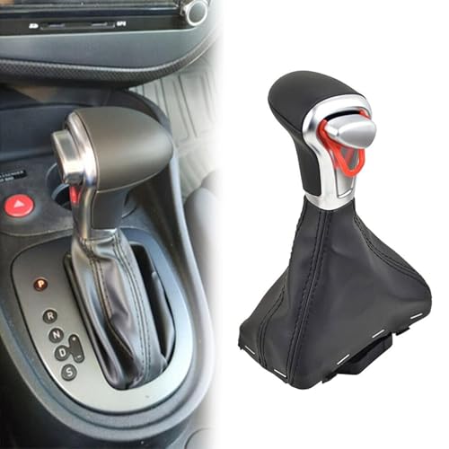 NLQR Automatic Gear Shift Knob Handle Lever Leather Adapter Cover, Fit for Audi A3 A4 A5 A6 Q5 Q7 2004-2015, Black Car Gear Shifter Knob Cover Handle Boot Automatic Shifter