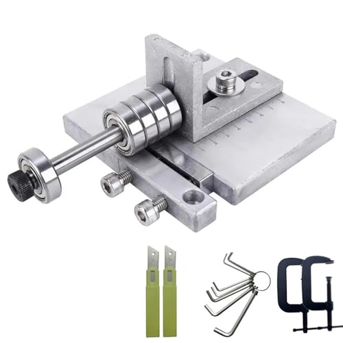 NGARY Lederstreifen-Schneidemaschine, 90 Mm Edelstahl-Lederstreifen-Schneidwerkzeug Mit G-Klemme, 10 Klingen Und Schraubenschlüssel, Ideal Für Geschirrleder Und Gürtelleder