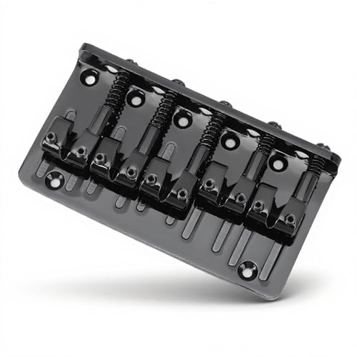 Goshyda Bass Guitar Bridge, 5 Cordes Bass Heavy Dut Cast Base Retro pour la Mise à Niveau (BLACK)