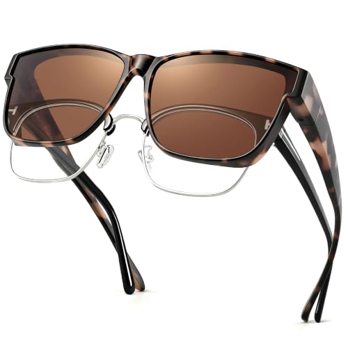 Image of URUMQI Polarized Sunglasses Fit Over Glasses for Men Women, Oversized Square Sun Glasses UV400 Protection