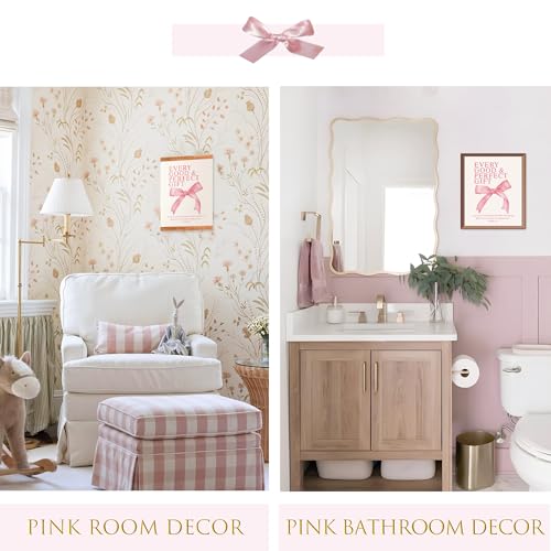 lartsfro coquette pink bow wall art decor posters pink bow christian room bathroom bedroom dorm wall art decor aesthetic for college teen girls gifts inspirational bible verses bow wall decor 10x8 inch set of 4 pcs bow pictures unframed