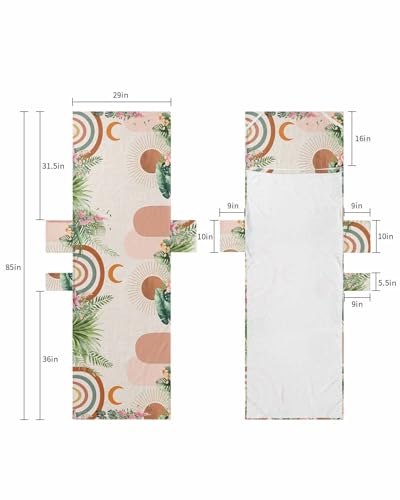 Boho Geometric Beach Lounge Chair Towel Cover, Soft Chaise Lounge Towel with Side Pockets Patio Pool Chairs Cover for Beach/Pool Sunbathing 29x85 Green Botanical Spring Floral Abstract