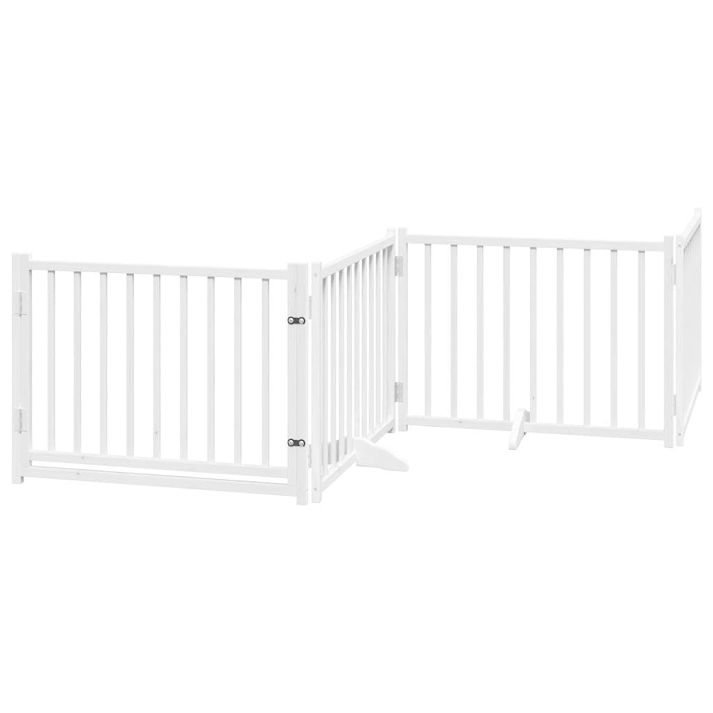 Homgoday Barrera para Perros,Barrera de Seguridad para Perros Mascotas,Valla Perros Interior Puerta de Perros Plegable 8 Paneles Madera álamo Blanca 640 cm