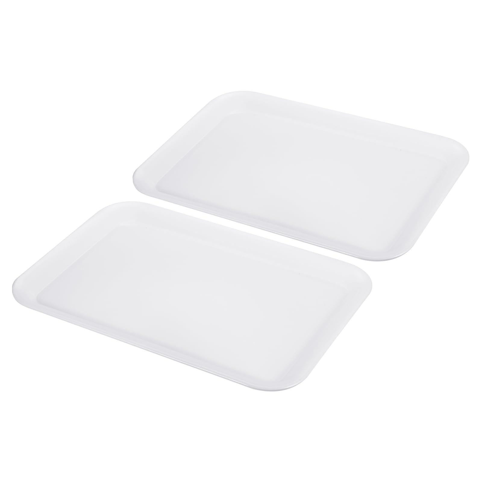 PATIKIL 17.1x12.4 Fast Food Ablage 2 Pack Plastik Servierablage Wiederverwendbare Mehrzweck Ablage Rechteckig für Caféteria Restaurant Haus Küche Weiß