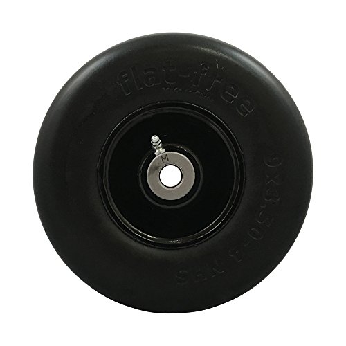 MARASTAR 00214 Universal Fit Flat Free 9X 3.50-4 Lawnmower Tire Assembly, Black