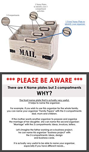 25DOL - Mail Organizer Desktop Mail Holder - Wooden Desk Organizer, File Holder and Mail Sorter - 5.5 x 9.8 Inch Letter Sorter - Rustic Desk Organizers and Accessories, File Folder and Mail Tray - Thumbnail 3