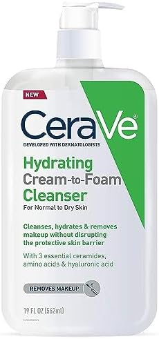 CeraVe Foaming Facial Cleanser — top-down angle highlighting key features